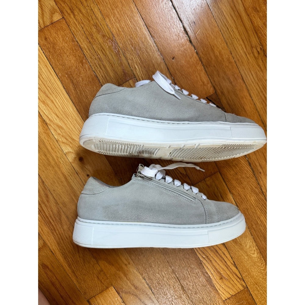 Sole Bliss Hero Sneakers Gray Suede Metallic Leather Zip Comfort Shoes 40 US 9 - Picture 6 of 10